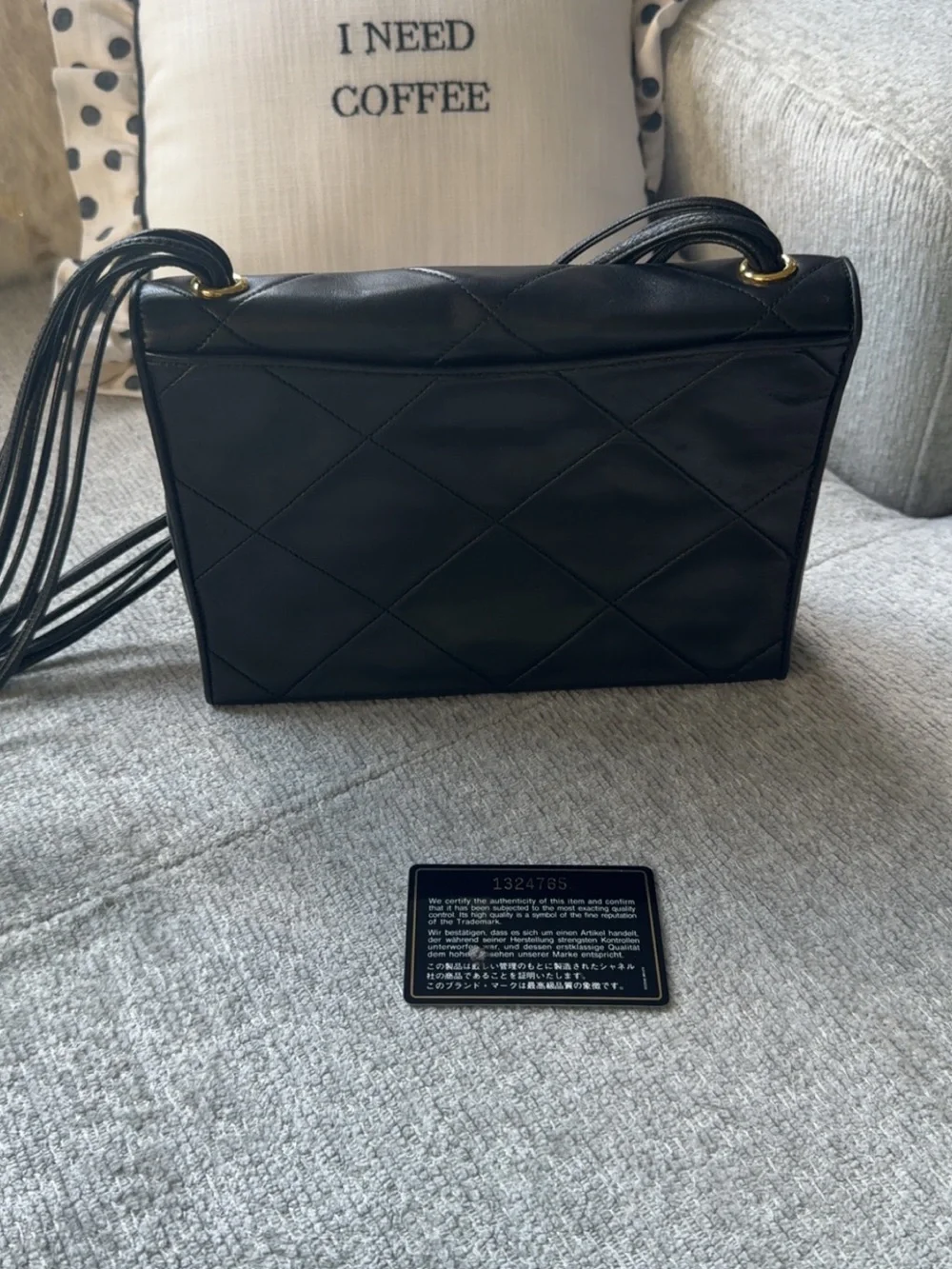 Rare Vintage CHANEL 1 Series Black Quilted Leather Envelope Shoulder Bag COA